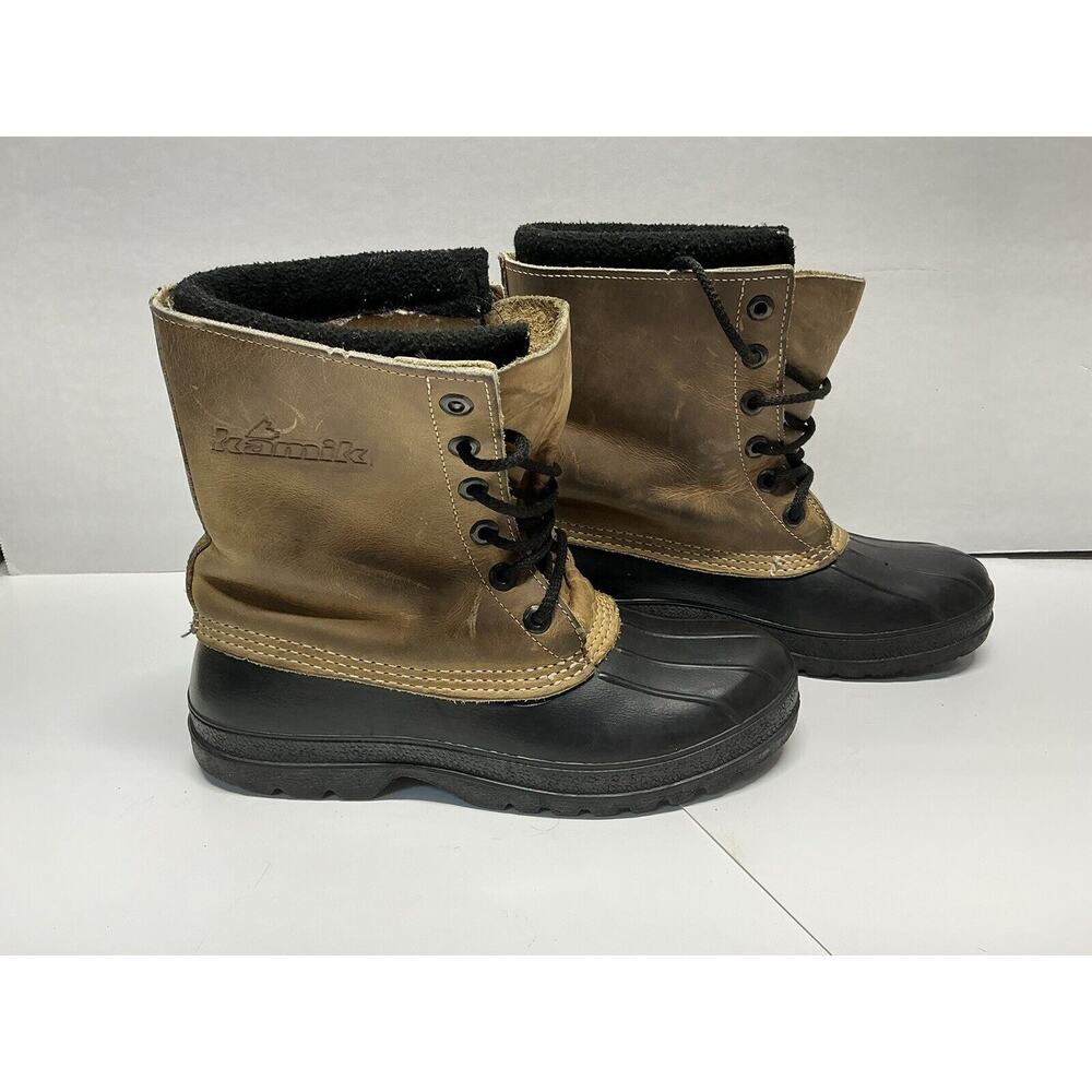 MEN'S Kamik LAWRENCE Winter Wet Weather LINED Duck Boots Brown/tan Lace Up 8M